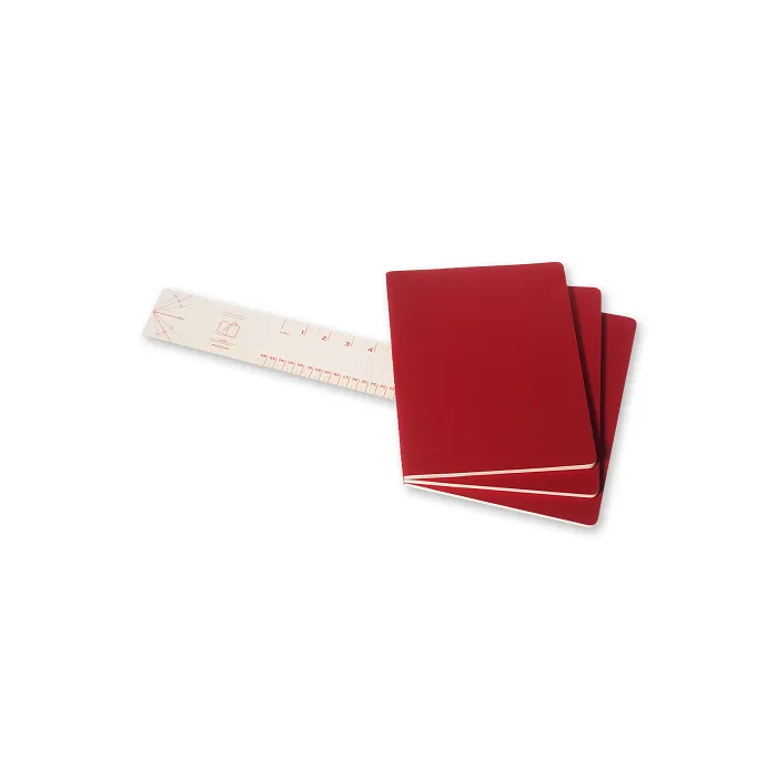 Set De 3 Libretas Extra Grandes Rojas Hoja Rayada Pasta Suave — Interior 2