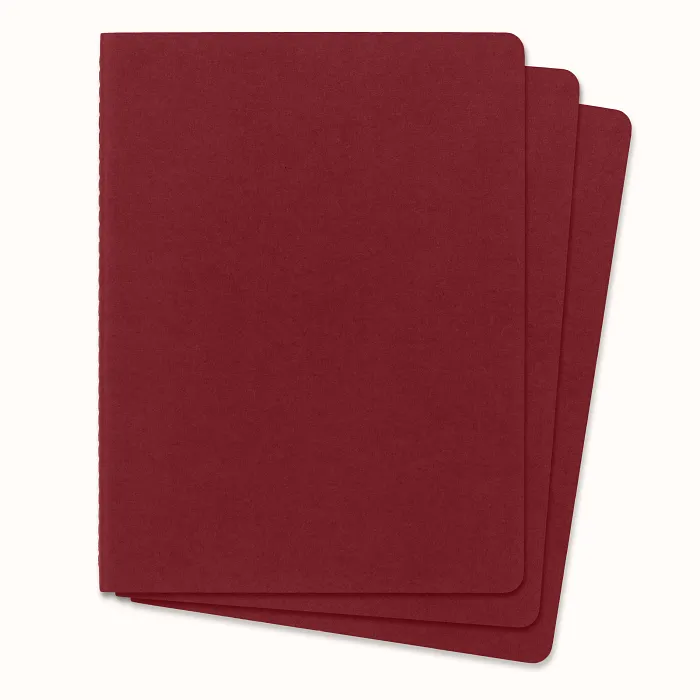 Set De 3 Libretas Extra Grandes Rojas Hoja Rayada Pasta Suave — Interior 4