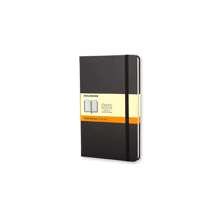 Libreta Clásica De Bolsillo Negra Hoja Rayada Pasta Dura