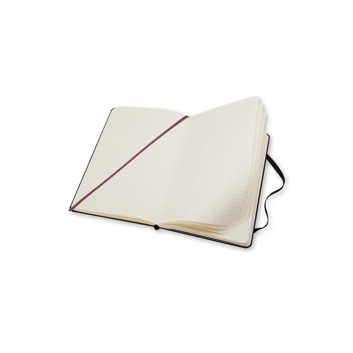 Libreta Clásica Grande Negra Hoja Rayada Pasta Dura — Interior 3