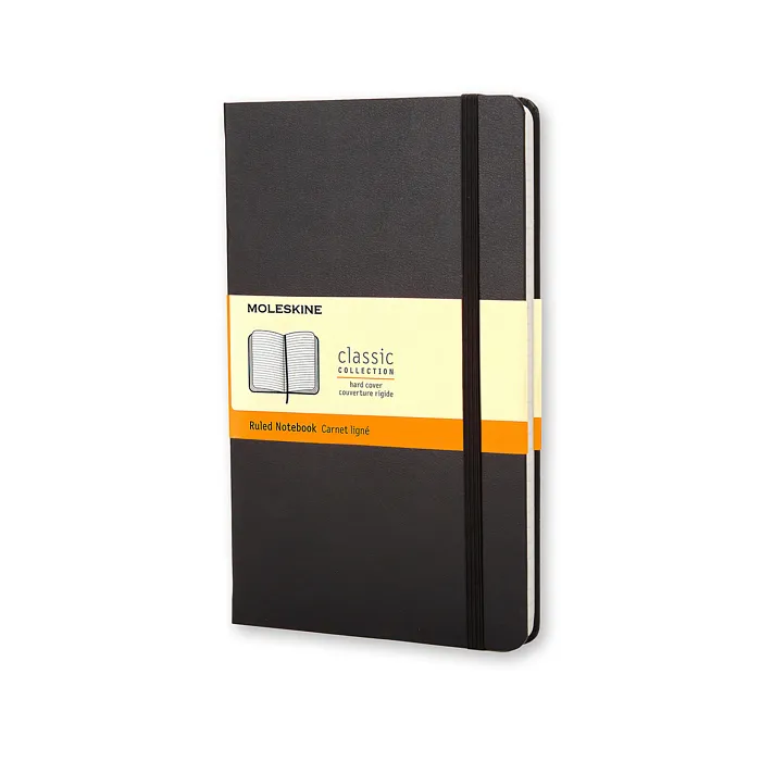 Libreta Clásica Grande Negra Hoja Rayada Pasta Dura