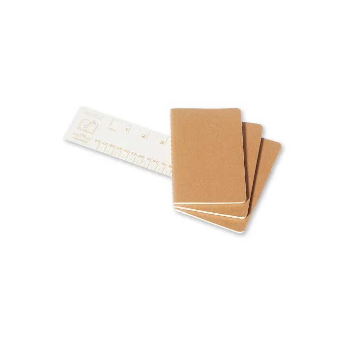 Set de 3 Libretas Bolsillo Color Kraft Hoja Rayada Pasta Suave — Interior 2