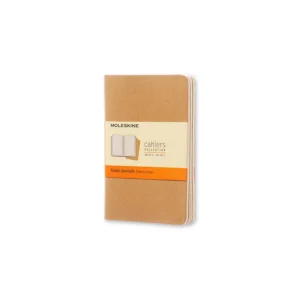 Set de 3 Libretas Bolsillo Color Kraft Hoja Rayada Pasta Suave — Portada Plana