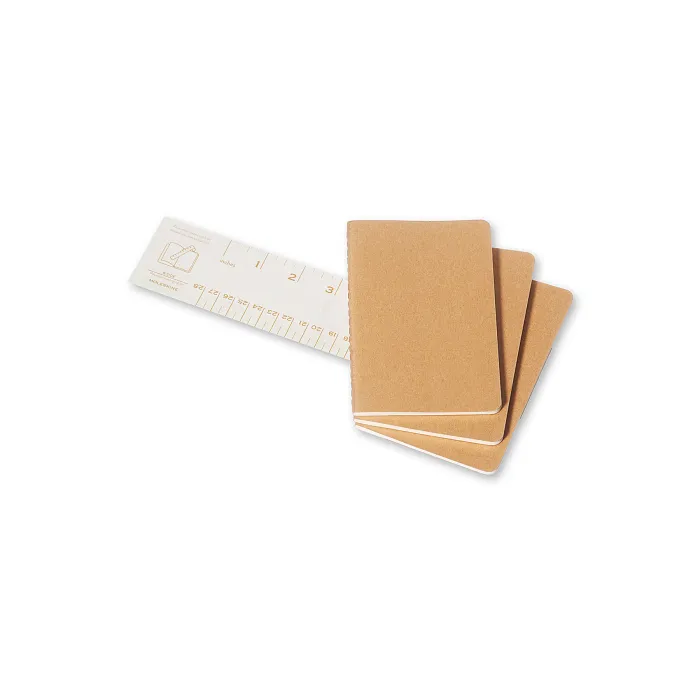 Set de 3 Libretas de Bolsillo Color Kraft Hoja Blanca Pasta Suave — Interior 2