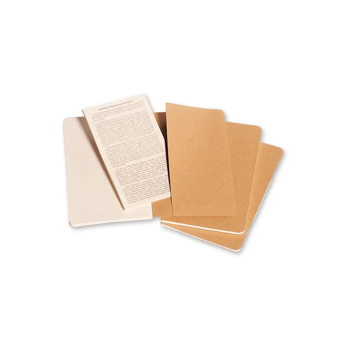 Set de 3 Libretas de Bolsillo Color Kraft Hoja Blanca Pasta Suave — Interior 3