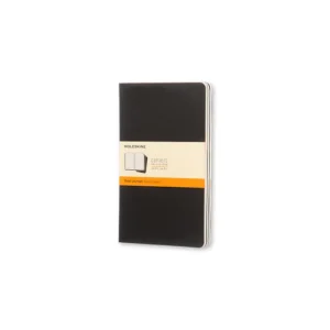 Set de 3 Libretas Grandes Negras Hoja Rayada Pasta Suave — Portada Plana