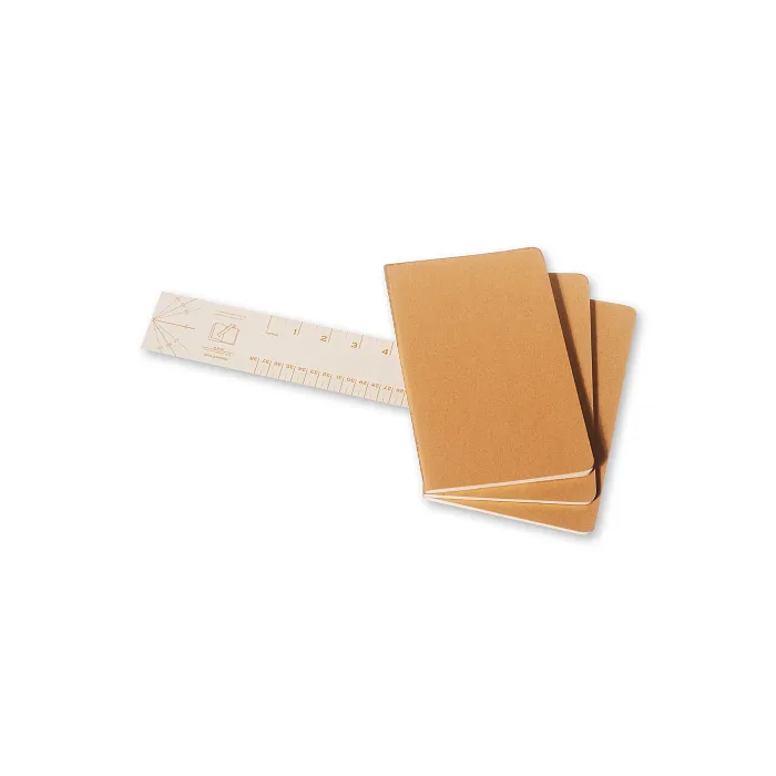 Set De 3 Libretas Grandes Color Kraft Hoja Rayada Pasta Suave — Interior 2