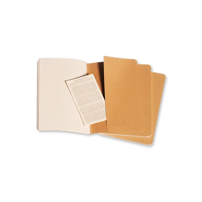 Set De 3 Libretas Grandes Color Kraft Hoja Rayada Pasta Suave — Interior 3