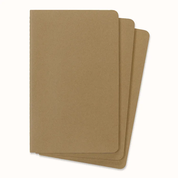Set De 3 Libretas Grandes Color Kraft Hoja Rayada Pasta Suave — Interior 4