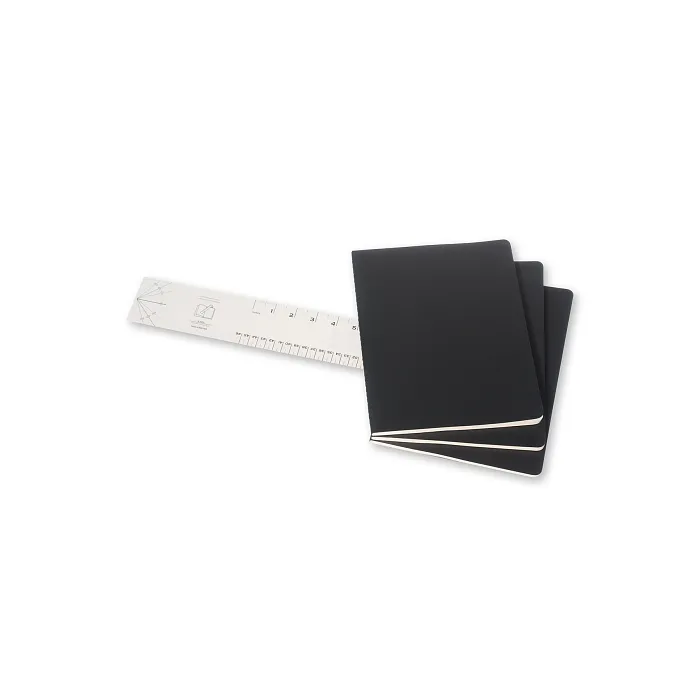 Set De 3 Libretas Extra Grandes Negras Hoja Rayada Pasta Suave — Interior 2