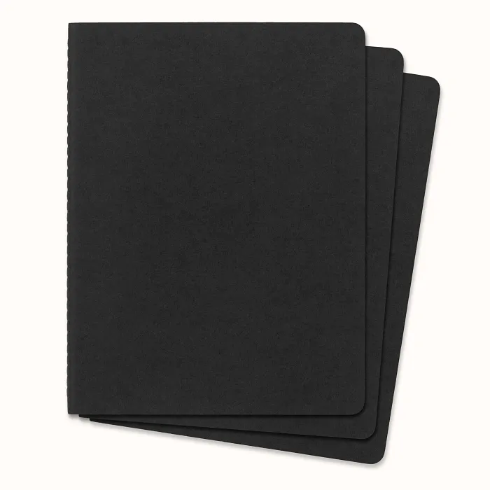 Set De 3 Libretas Extra Grandes Negras Hoja Rayada Pasta Suave — Interior 4