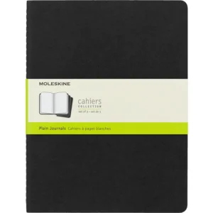 Set Cahier 3 Libretas Extra Grandes Negras Hoja Blanca Pasta Suave