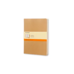 Set De 3 Libretas Extra Grandes Color Kraft Hoja Rayada Pasta Suave — Portada Plana